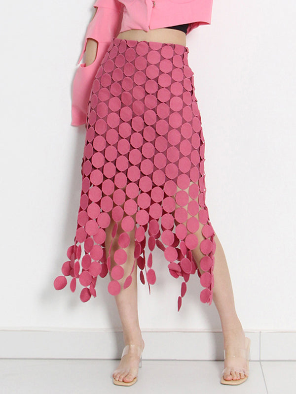 Urban Irregularity Tasseled Embroidered  Skirts