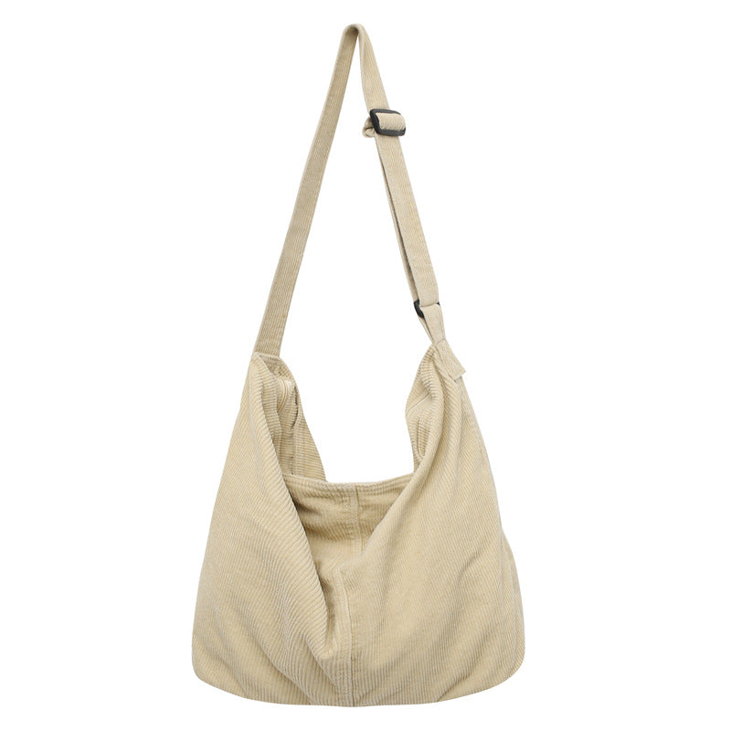 Corduroy Crossbody Bag – Spacious Retro Shoulder Bag for Women | Casual Minimalist Style