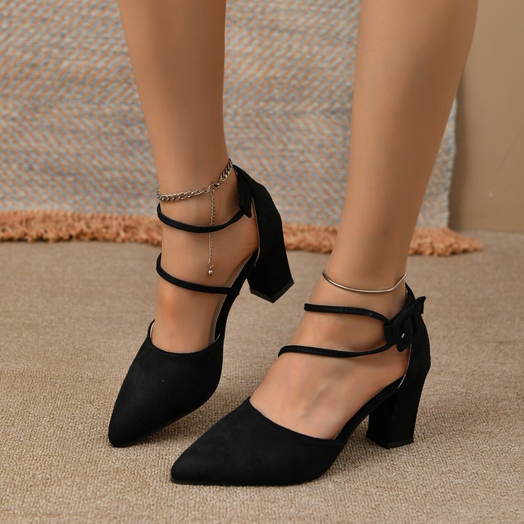 Women's Pointed Toe Buckle Strap High Heel Sandals – Korean Fashion PU Stiletto Heels
