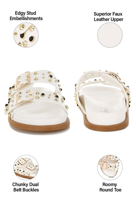 Jayata Metallic Stud Embellished Sliders