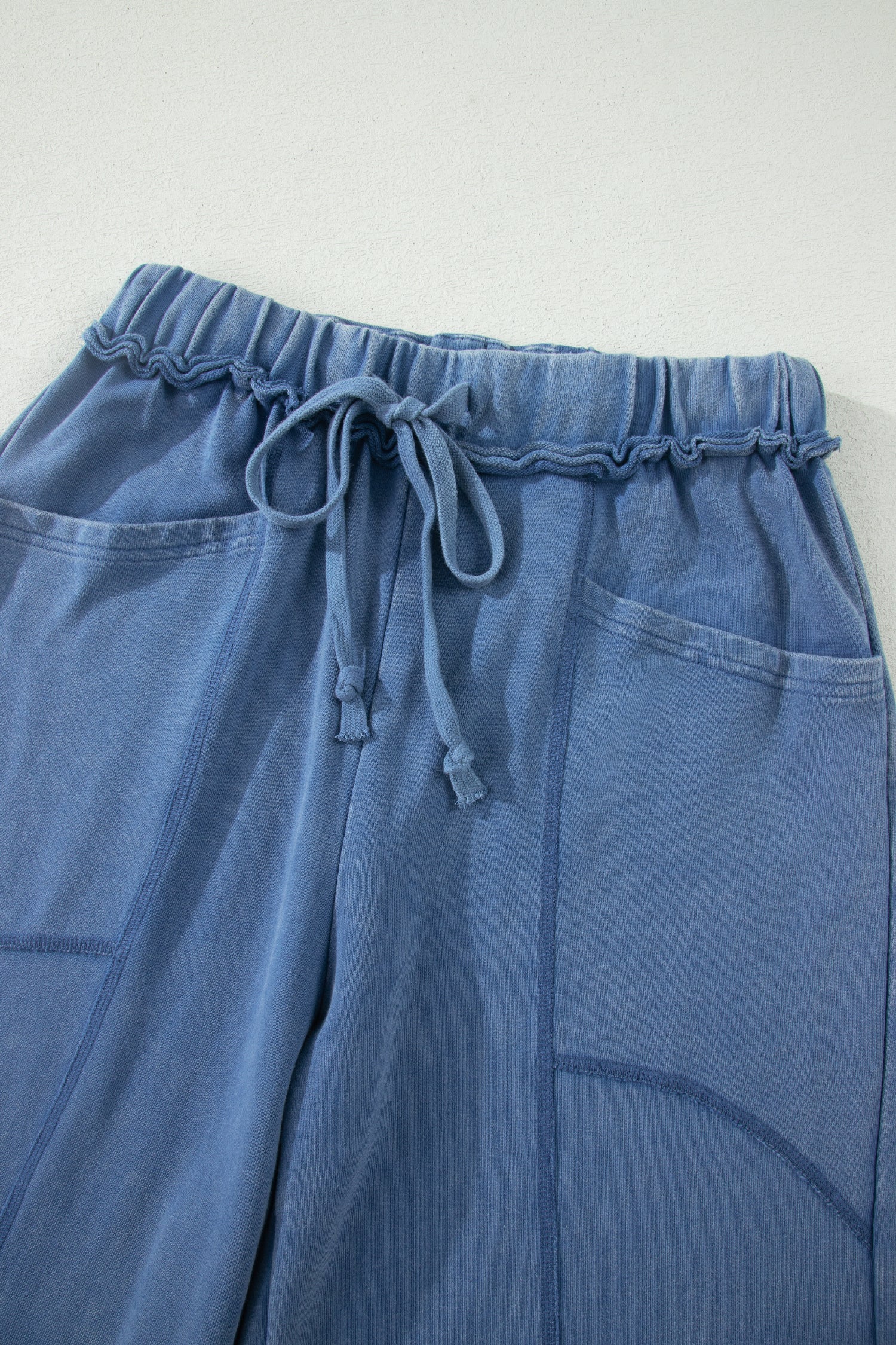 Ashleigh Blue Mineral Wash Drawstring Retro High Waist Wide Leg Western Pants