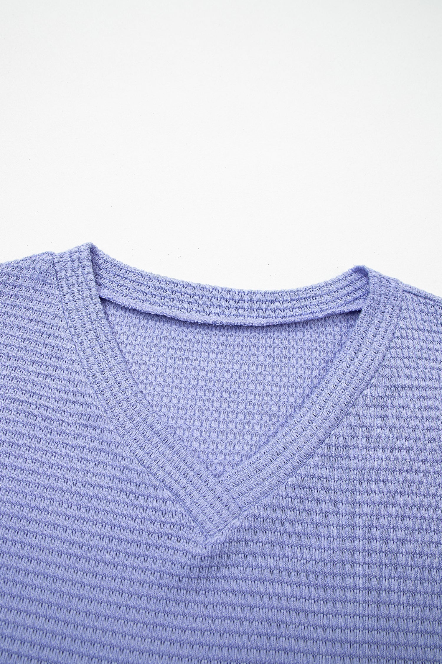 Wisteria Waffle V Neck Short Sleeve Knit Top