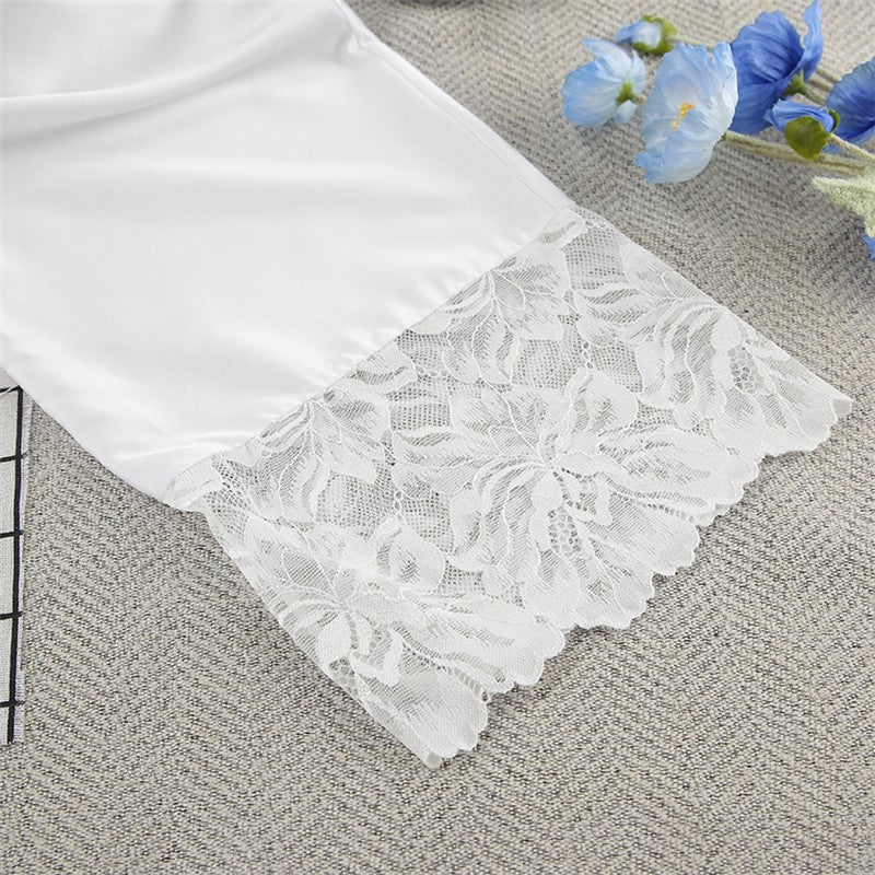 Tie-Waist Lace Robe and Pants Pajama Set