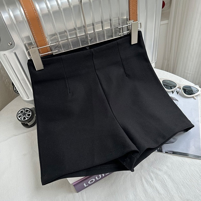 High-Waisted Solid Color Casual Shorts