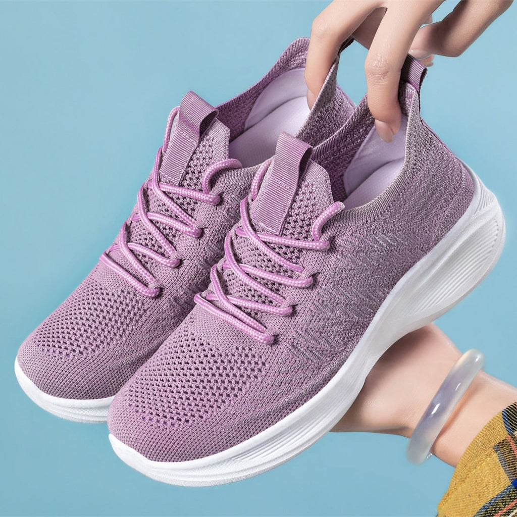 Women's Flyknit Casual Sneakers | Lightweight Breathable Lace-Up Walking Shoes