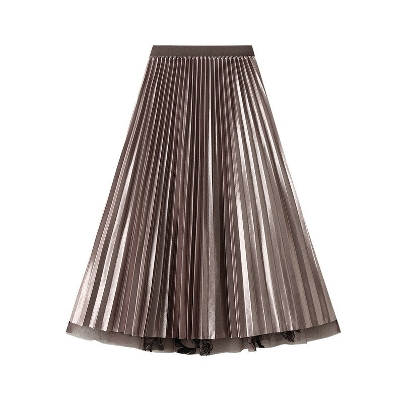 Floral Flock Mesh Patchwork A-Line Skirt