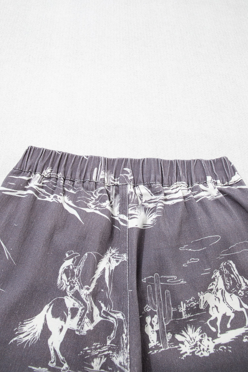 Gray Wild West Riding Vintage Printed Shift Jeans