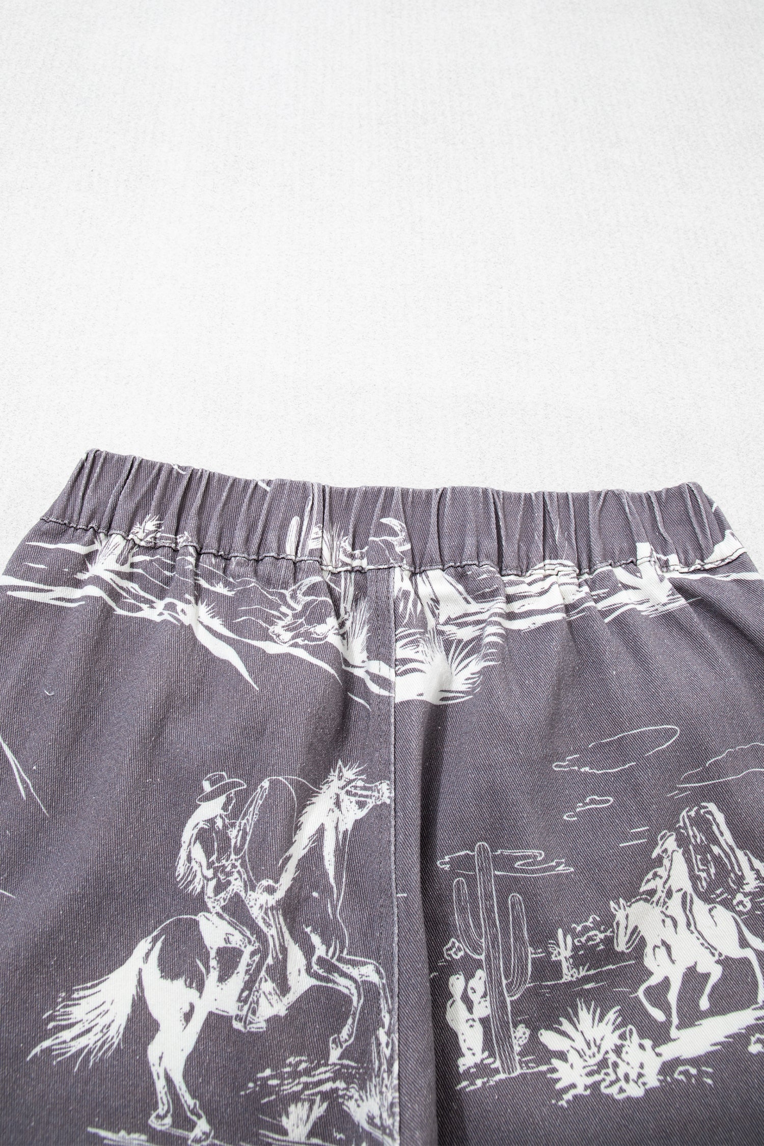 Gray Wild West Riding Vintage Printed Shift Jeans