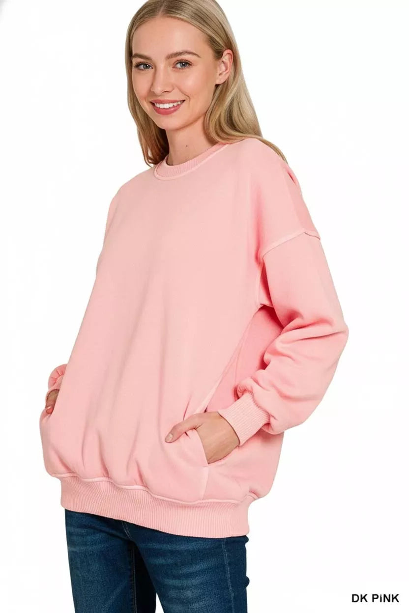 Pigment Dye Fleece Oversized Sweatshirt