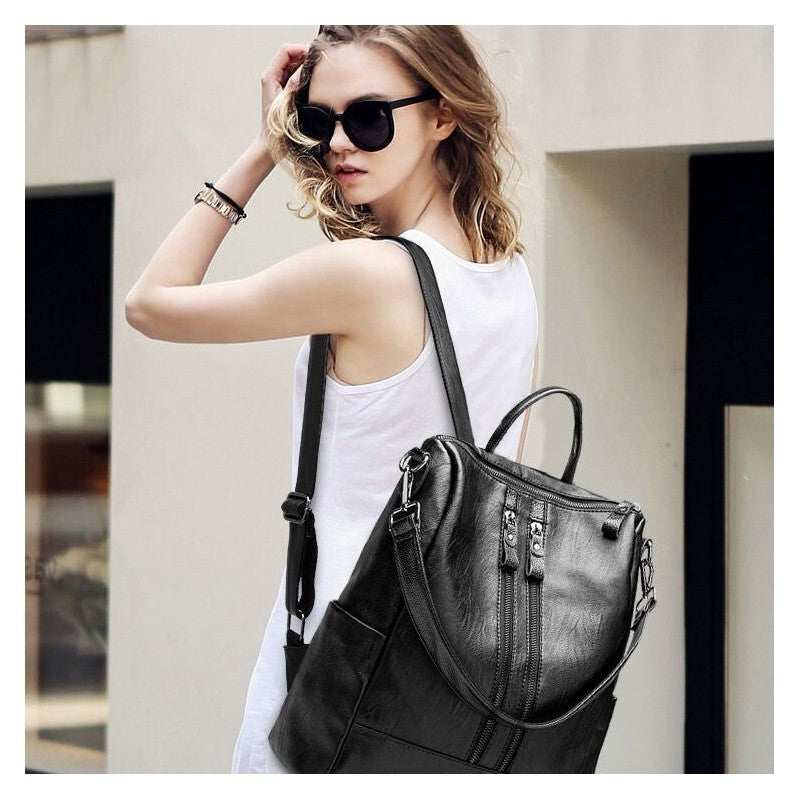 Stylish Oversized PU Leather Women's Backpack