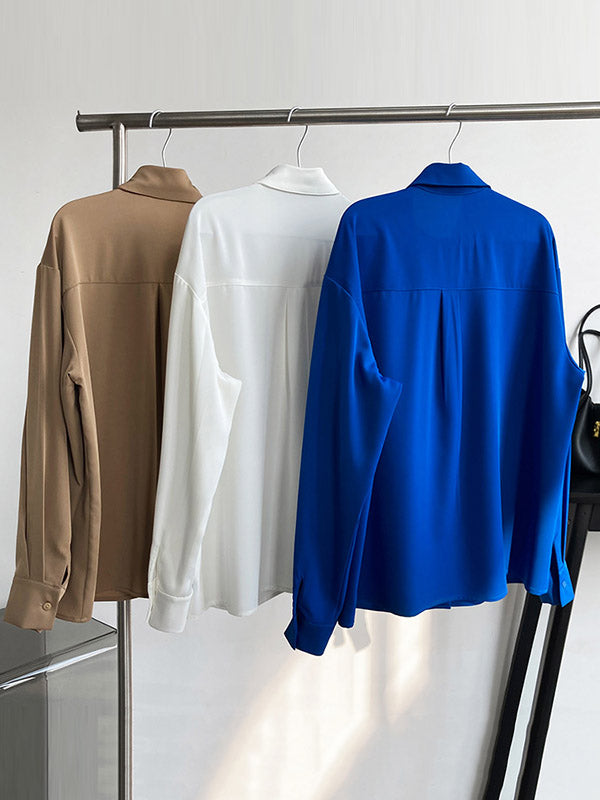 Stylish 3 Colors Solid Color Long Sleeves Blouse