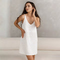Heart Print White Thin Strap Nightgown