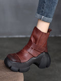 Platform Hook&Loop Round-Toe Boots