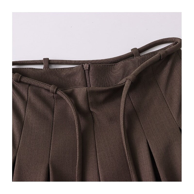 Sure! Here is an optimized title for your clothing product in English:

"Elegant High Waist Wide Leg Trouser Suit with Belt
