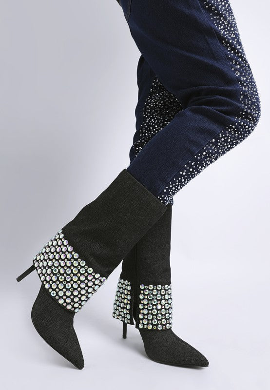 Basso Party Diamante Studded Stiletto Boots