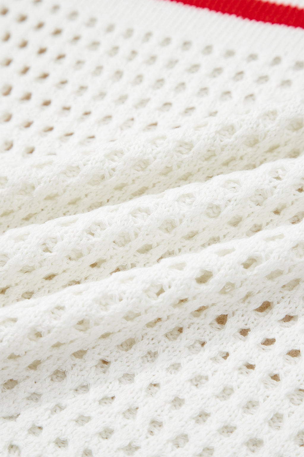 White USA Flag Eyelet Knitted Cap Sleeve Sweater Top