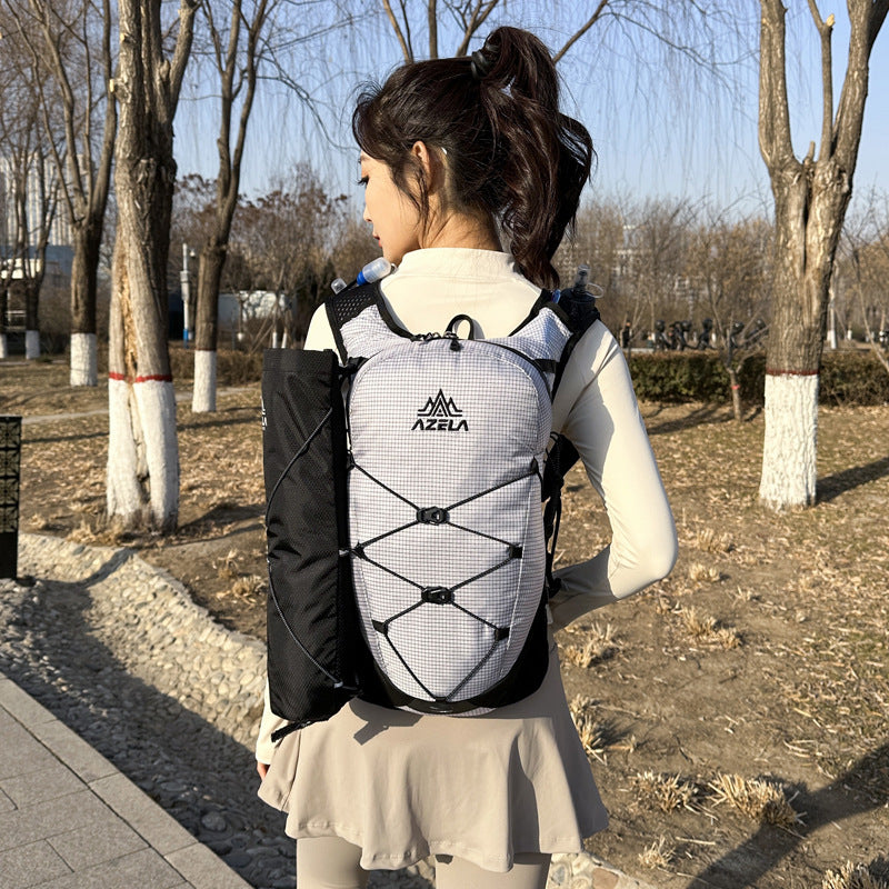 Outdoor Hiking Backpack with Trekking Pole Bag – Nylon, Air-Cushion Straps | Black & White