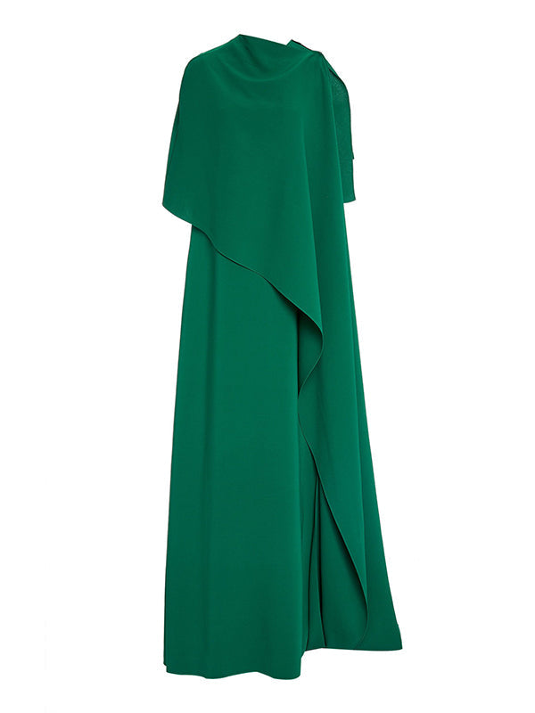 Flowy Solid Color Maxi Dress with an Asymmetric Hem