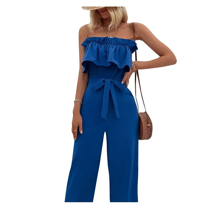Solid Color Sleeveless Bandeau Jumpsuit