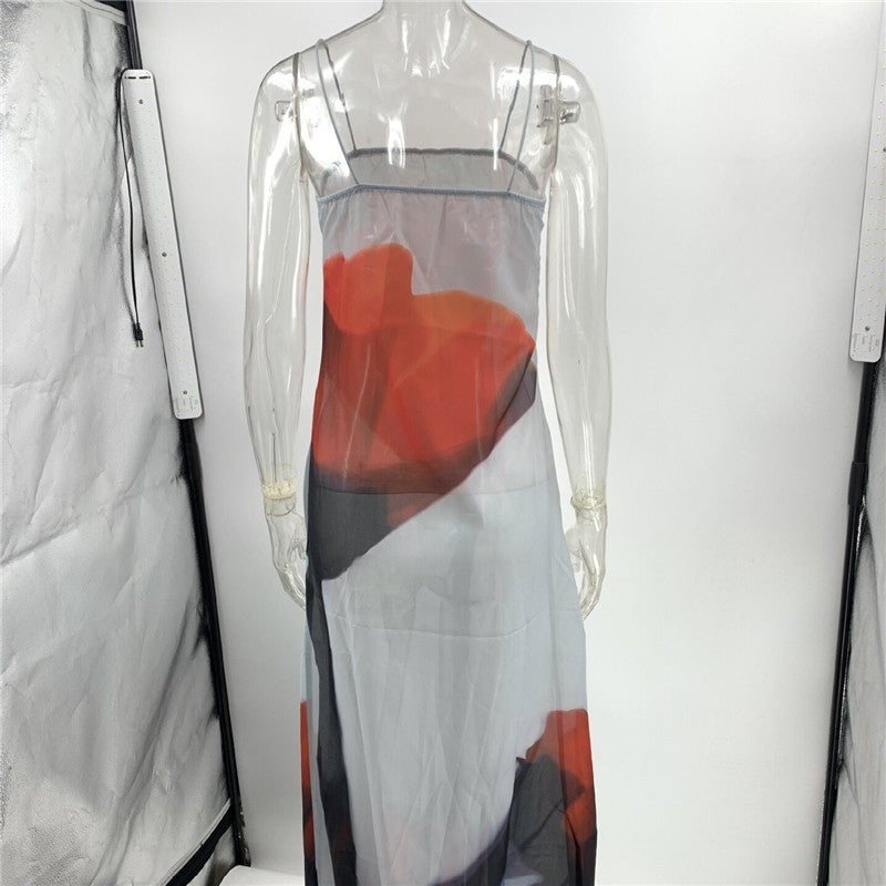 Floral Chiffon Dress with Spaghetti Straps