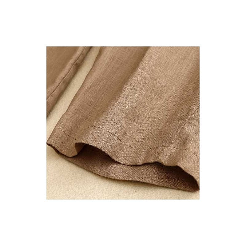 Relaxed Fit Solid Color Lightweight Wide-Leg Trousers