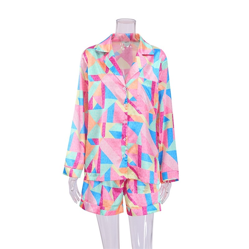Printed Long Sleeve Shorts Pajama Set