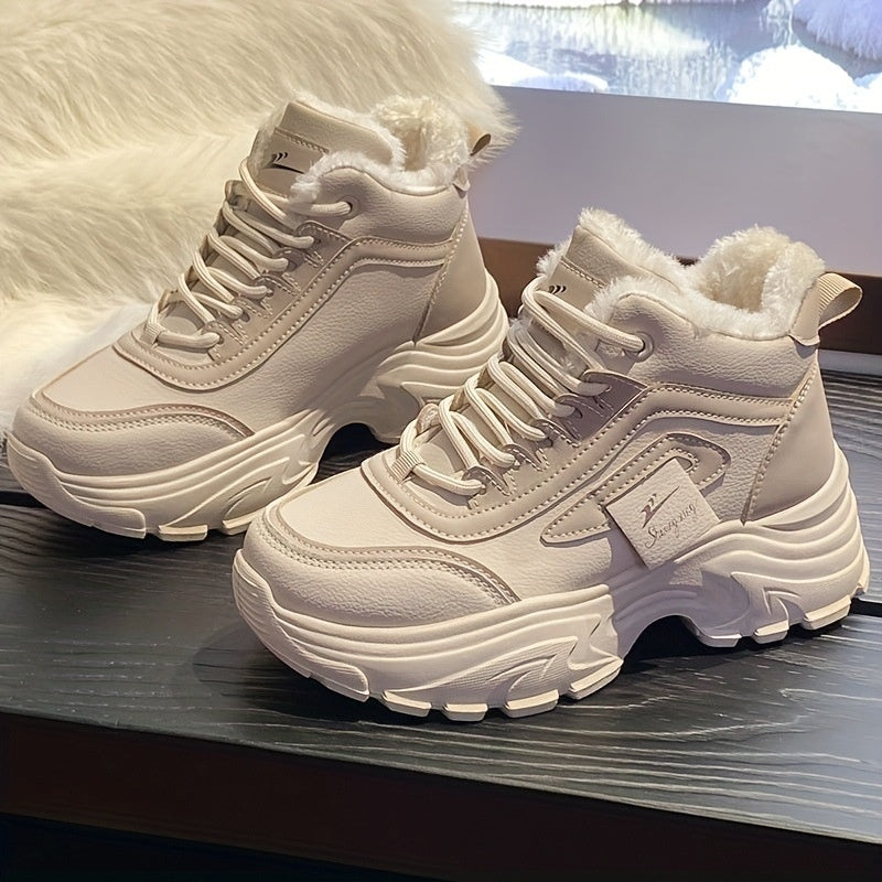 Women's Fleece-Lined High-Top Sneakers | Warm Winter Casual Shoes
