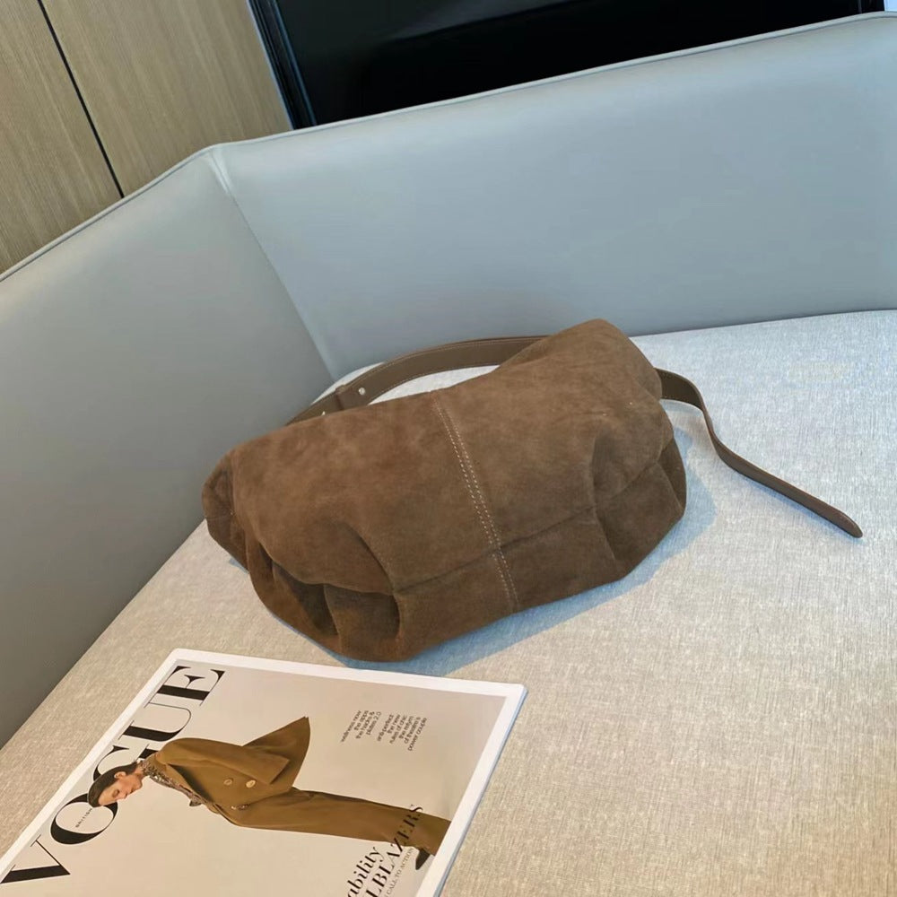 Women's Genuine Leather Crossbody Shoulder Bag - Elegant Dumpling Shape Handbag with Adjustable Strap