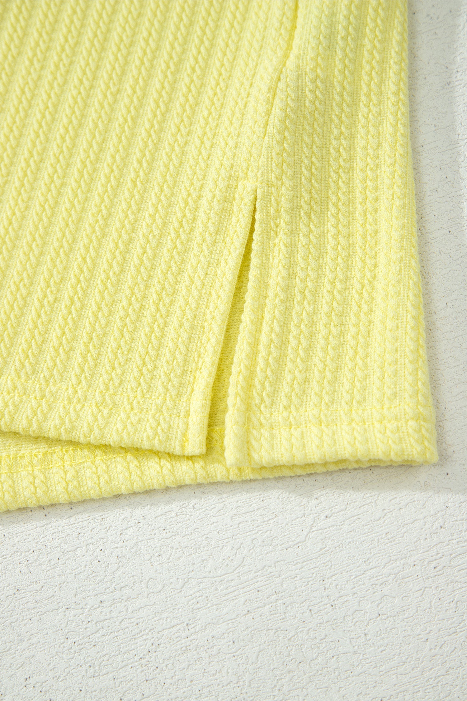 Yellow Cream Solid Color Textured Loose Tank Casual Shorts 2pcs Outfit