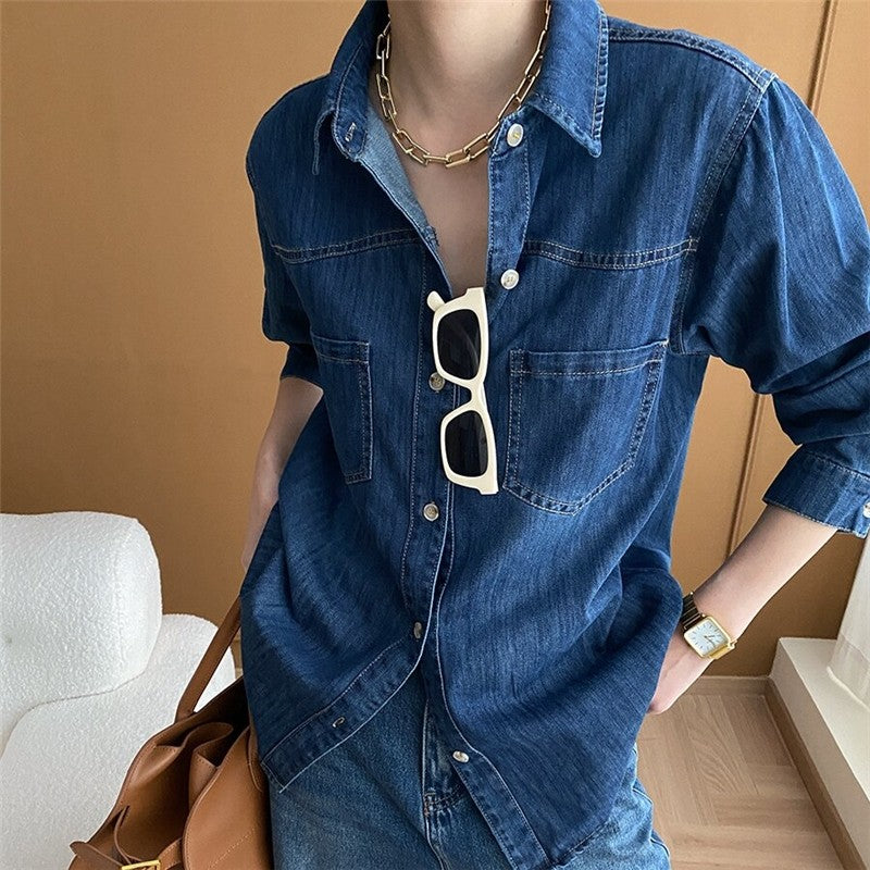 Vintage Denim Shirt - Casual and Versatile Classic
