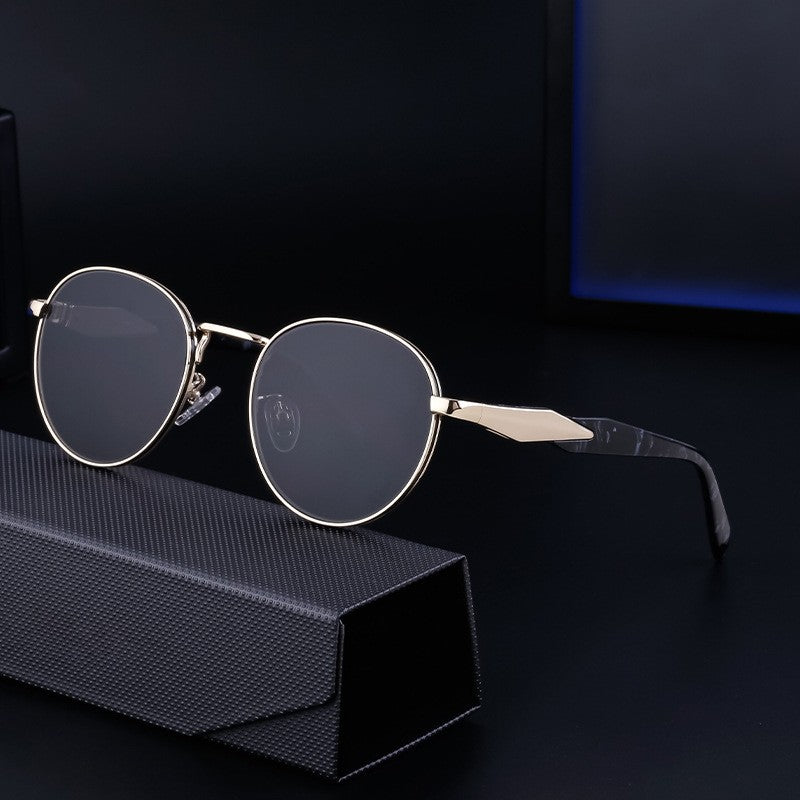 Fashionable Rimless Cut Edge Sunglasses With Metal Ellipse