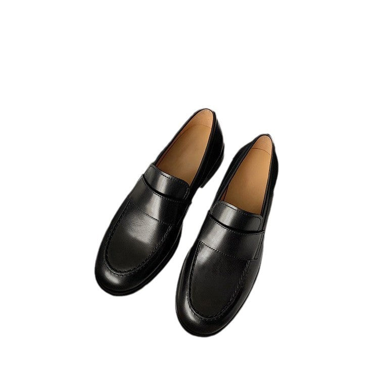 Women's British-Style Retro Loafers | Cowhide Leather Chunky Platform Flats