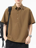 Men's Plus Size Half Button Loose Fit Short Sleeve Polo