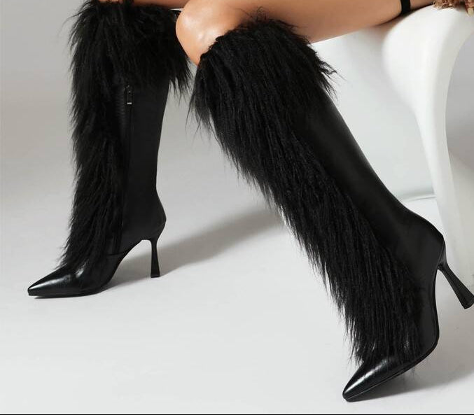 Women's Tassel Stiletto Boots – Suede High Heel Side Zipper Long Boots