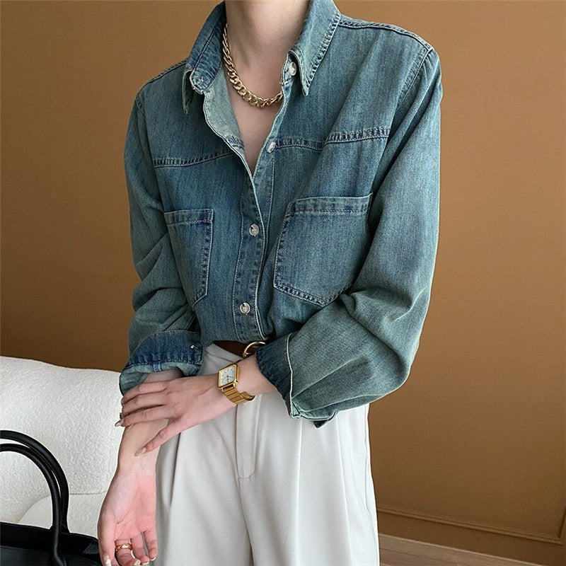 Vintage Denim Shirt - Casual and Versatile Classic