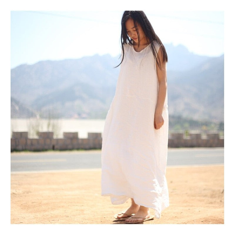 Relaxed Fit Double-Layered Solid Color Dress