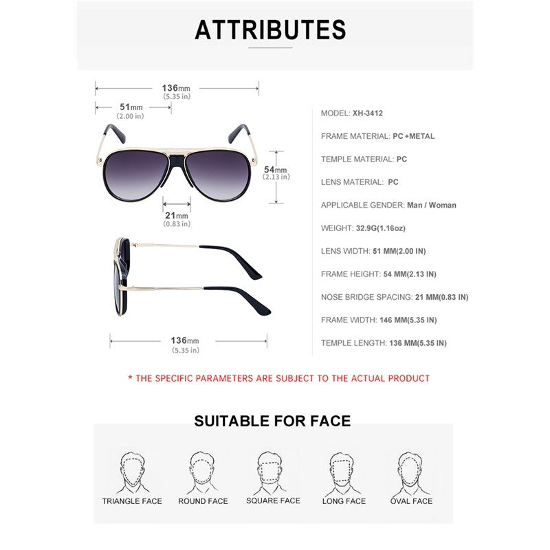 Fashion Full Frame Aviator UV400 UV Protection Outdoor Sunglasses