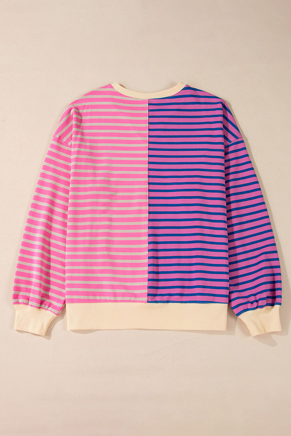 Brown Stripe Colorblock Drop Shoulder Oversize Sweatshirt