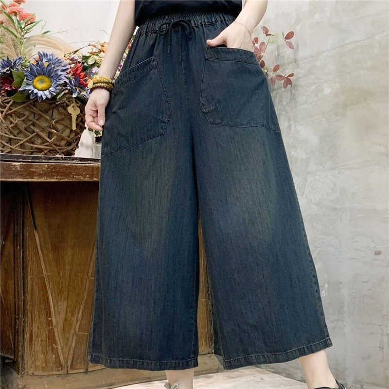 High-Waisted Solid Color Wide-Leg Pants With Tie Waist