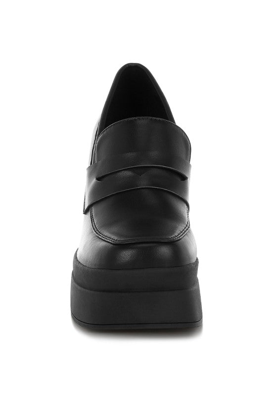 Edwina Chunky Penny Strap Heeled Loafers