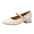 Mary Jane Chunky Heel Retro Buckle Strap Women's Shoes – Plus Size | Burgundy Black Apricot