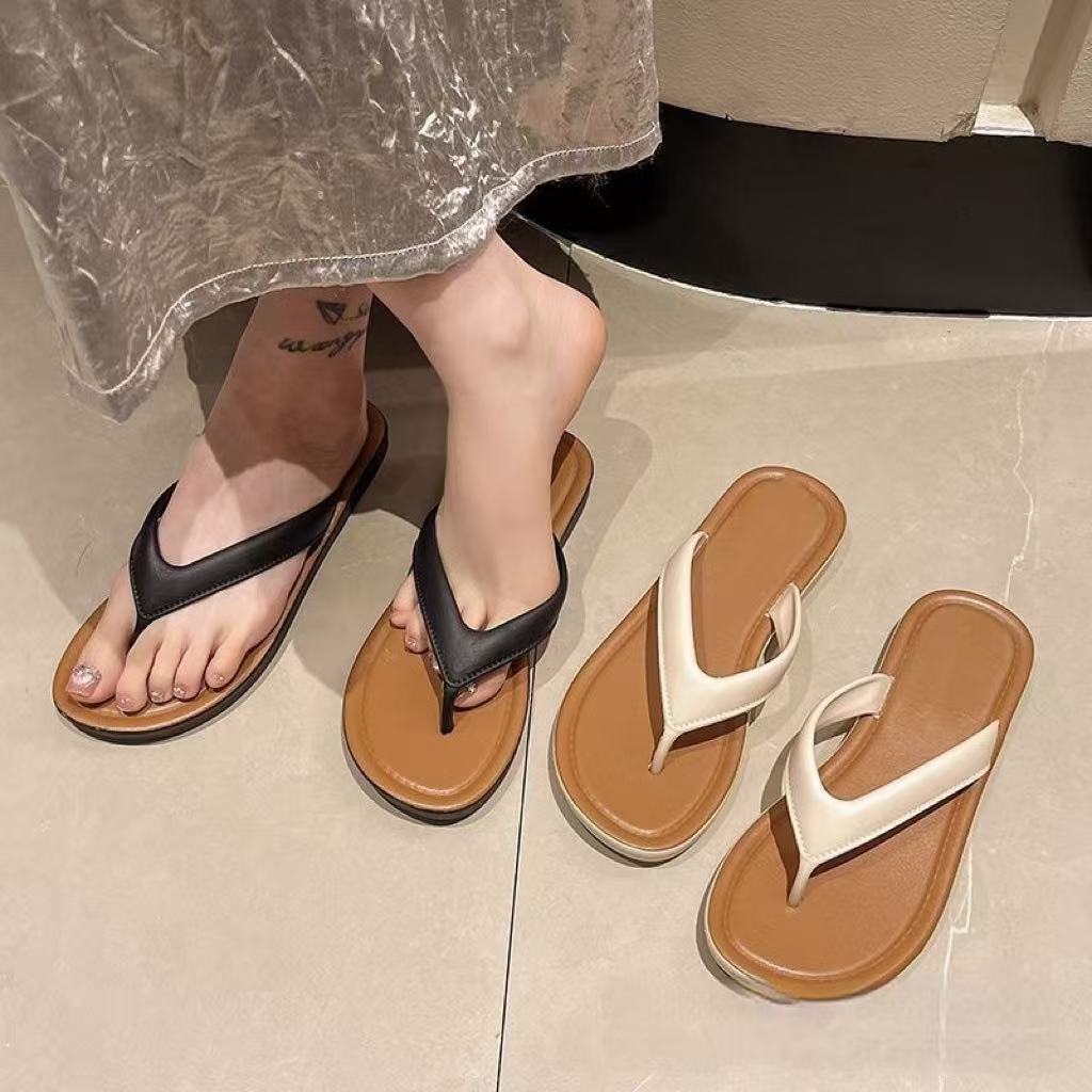 Textured Toe-Strap Flip-Flops - Lightweight Slip-On Sandals for Women