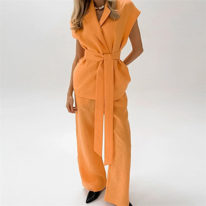 Lounge in Style: Tie-Front Cardigan and Wide-Leg Pants Set