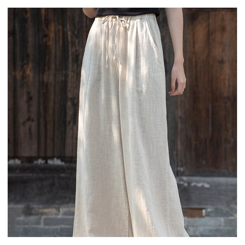 Elegant Tie-Waist Wide-Leg Pants in Solid Color