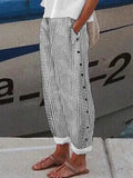 Loose  Pockets Striped Pants Trousers