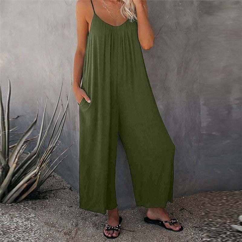 Spaghetti Strap Wide Leg Jumpsuit