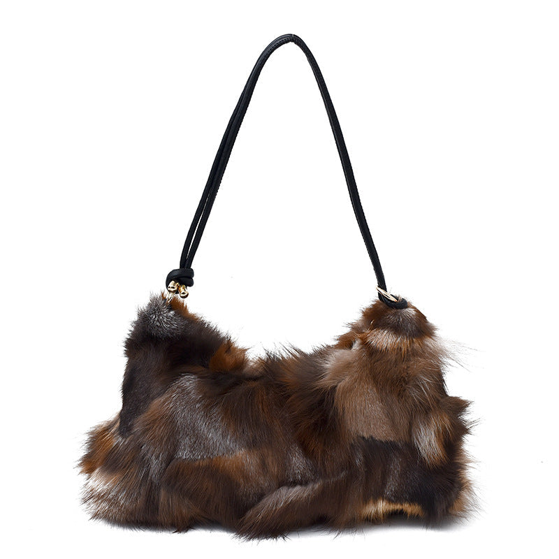 Luxury Fox Fur Plush Underarm Bag