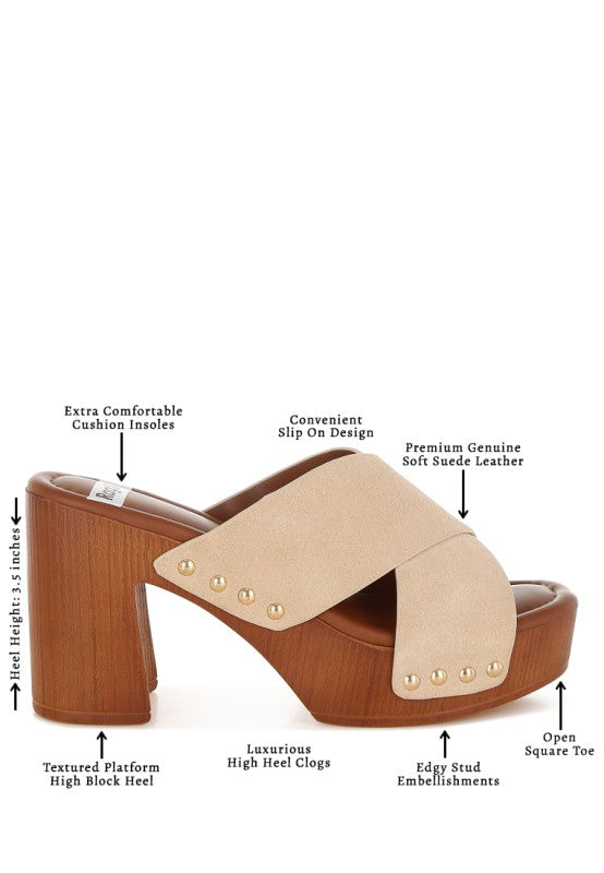 Mearsk Genuine Suede Leather Clogs