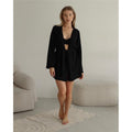 Knitted Bralette, Waist-Tied Cardigan, and Shorts Set - Solid Color Loungewear