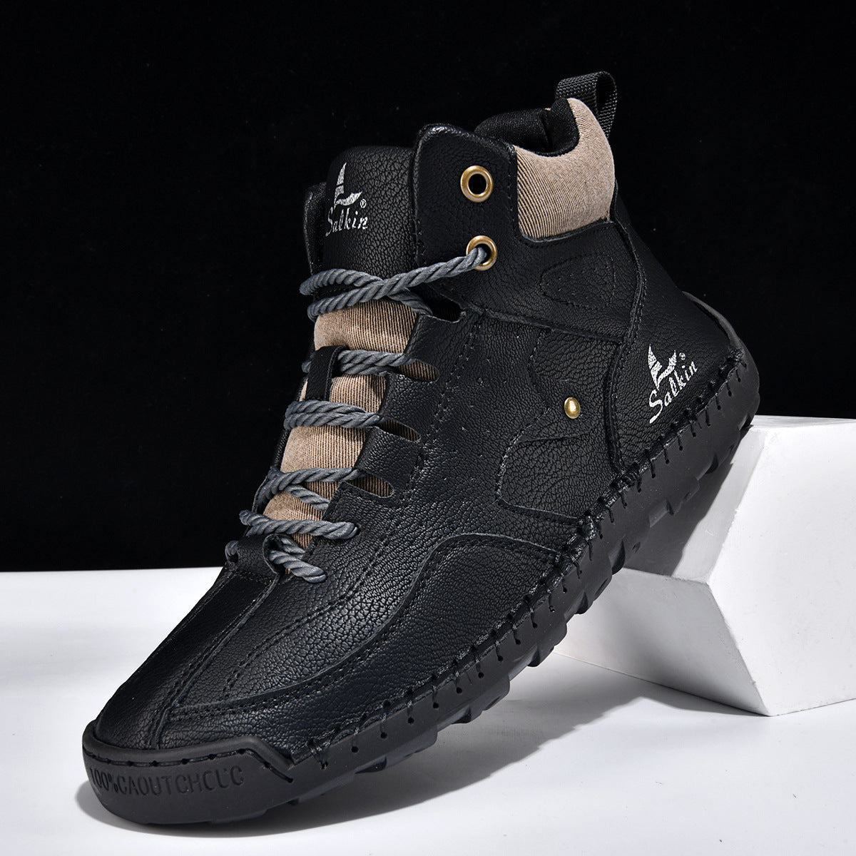 Men's Outdoor High-Top Casual Shoes – Breathable PU Lace-Up Sneakers | Sizes EU 38–48